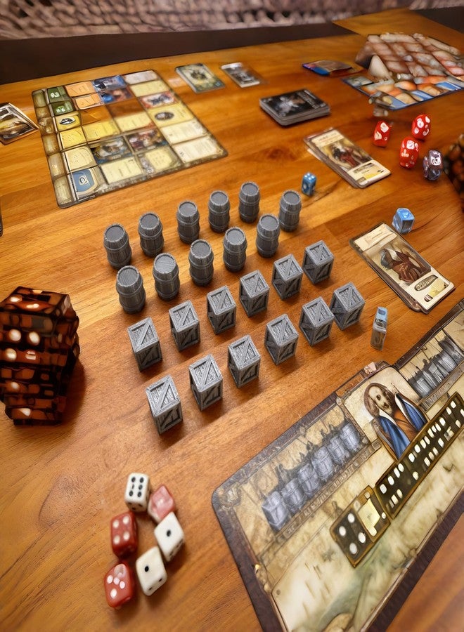 XJPONGC Crates and Barrels DND Terrain Compatible DND Terrain for 25mm Dungeons and Dragons, D&D,40k, RPG, 25mm MiniaturesTabletop RPGs, Wargame Scenery(12PCS Crates+11PCS Barrels) - Image 2
